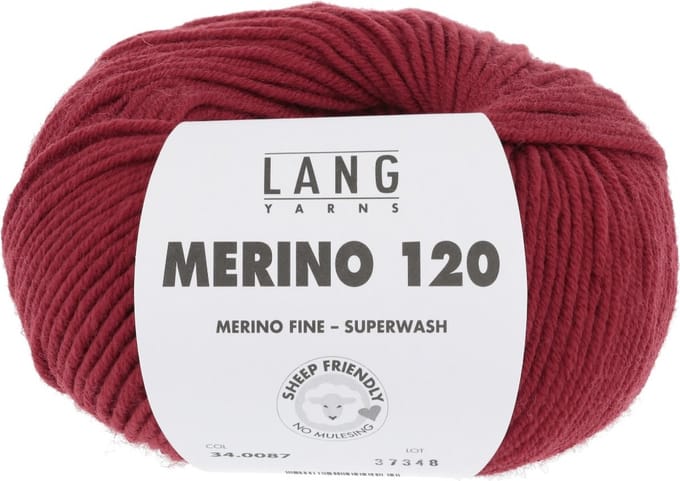 Lang Yarns Merino 120 - 87 warm rood - Merinowol Garen