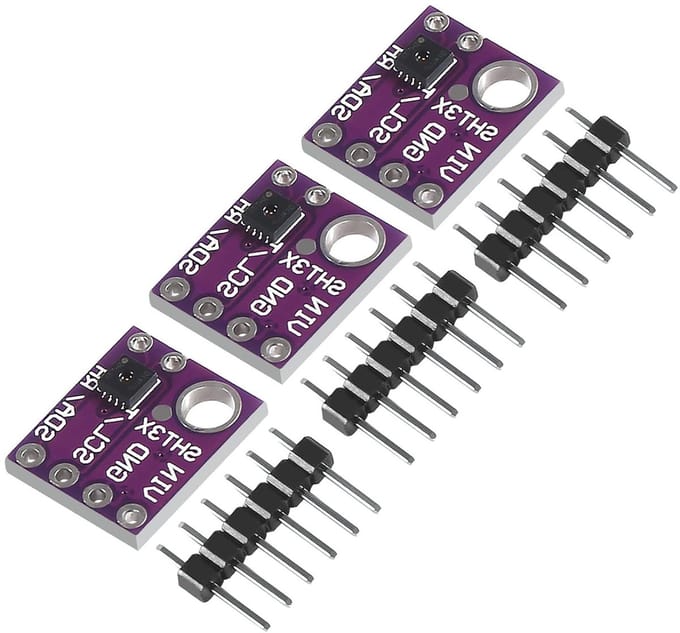 Set van 3 Digitale Temperatuur- en Vochtigheidssensoren met I2C Interface voor Buitengebruik