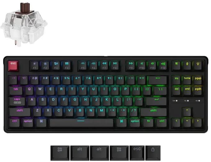 Keychron C3 Pro - Mechanisch Toetsenbord - US Qwerty - 80% - Bruine Schakelaar - Zwart