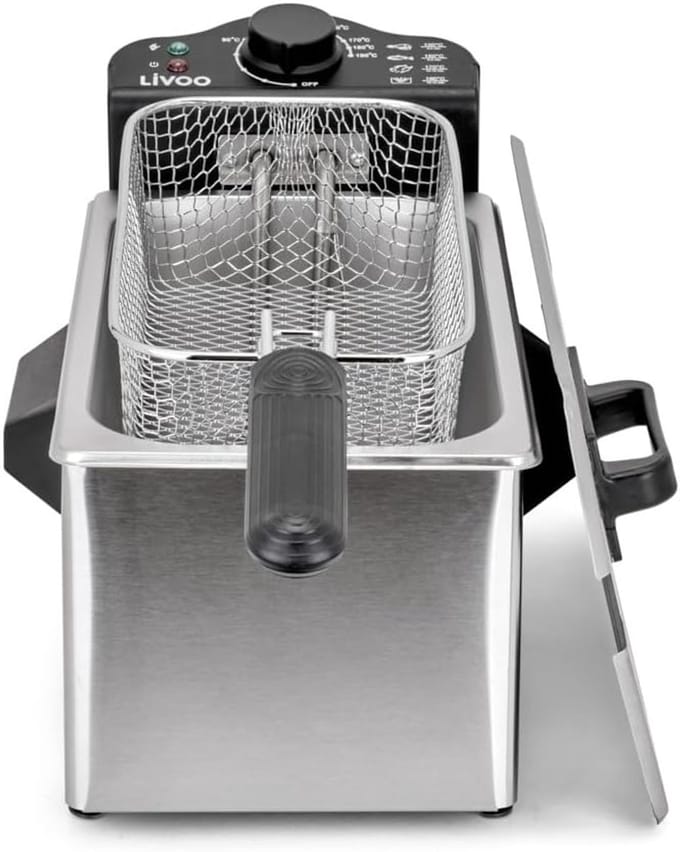 Friteuse - Frietpan - Lekkere Snacks Maken - Grote Capaciteit - 3 Liter - Grijs