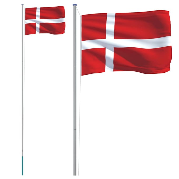 vidaXL - Vlag - met - vlaggenmast - Denemarken - 6,08 - m - aluminium