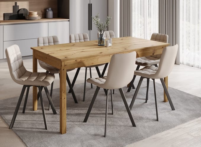 Meubella - Eetkamertafel Steve - Eiken - 230 cm - Uitschuifbaar