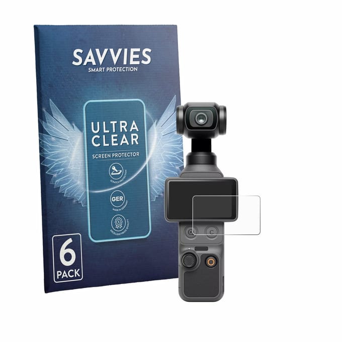 Savvies - Screenprotector voor DJI Osmo Pocket 4 - Folie Beschermfolie transparant 6 Stuks