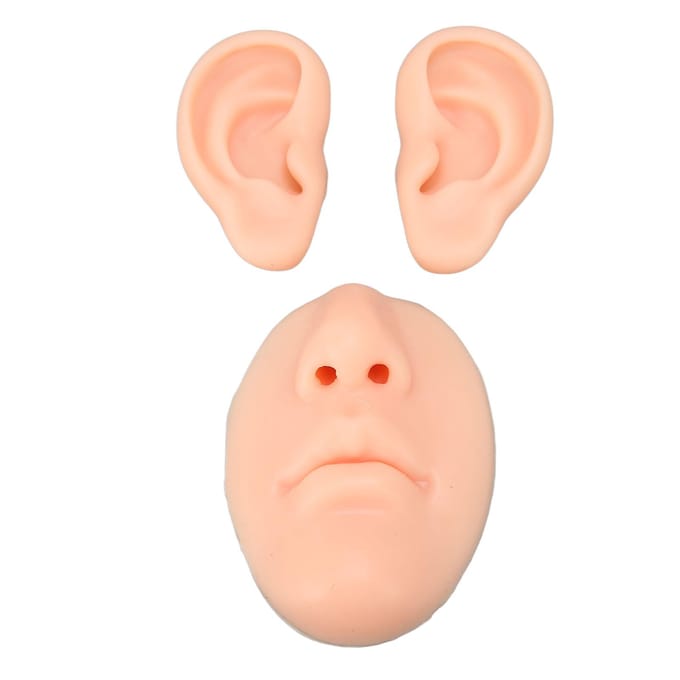 Modèle d'oreille en Silicone, simulation 3D de nez et de bouche, accessoire d'affichage, outil pédagogique pour le perçage beige clair