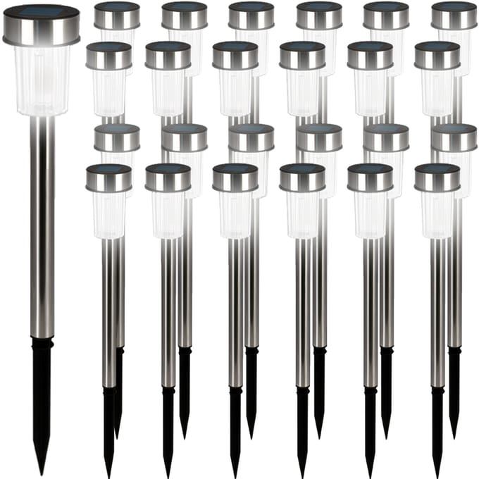 LED zonnelamp set van 24 roestvrij staal 36,5cm