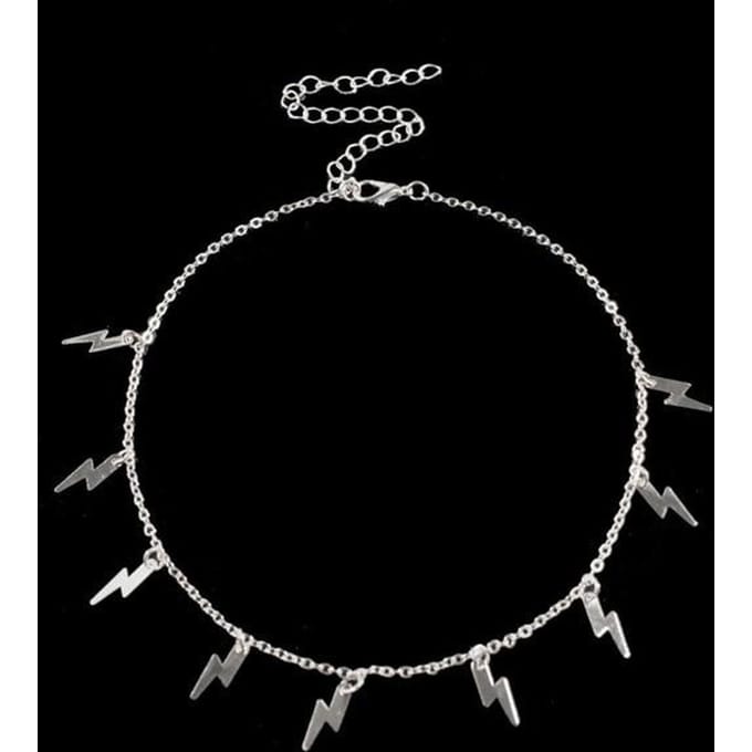 Nouveau Collier Pendentif Forme Éclair Couleur Or Argent Mode pour Femmes Filles Bijoux Boho Classique Déclaration Ras de Cou argenté