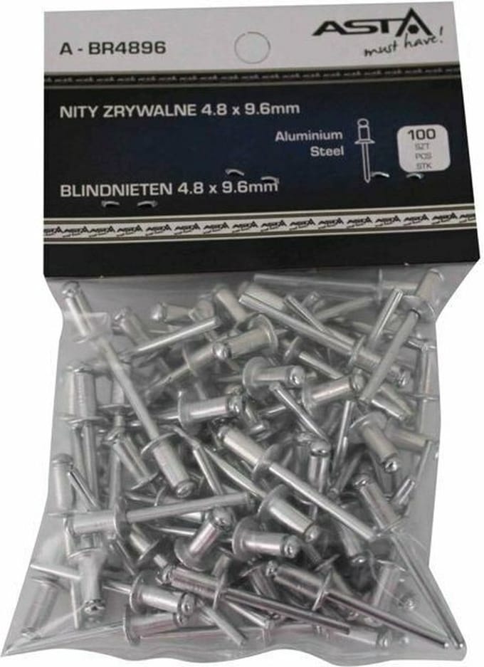 Popnagel set - 100 delig - Popnagels 4.8x9.6mm - Aluminium - ASTA