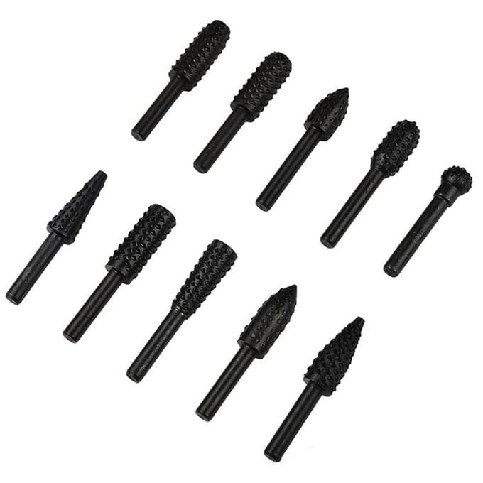 10 STKS Rasp Vijl Boor Bits Rasp Set Boor Slijpmachine Boor Rasp Voor Houtbewerking Snijgereedschap 1/4 zwart