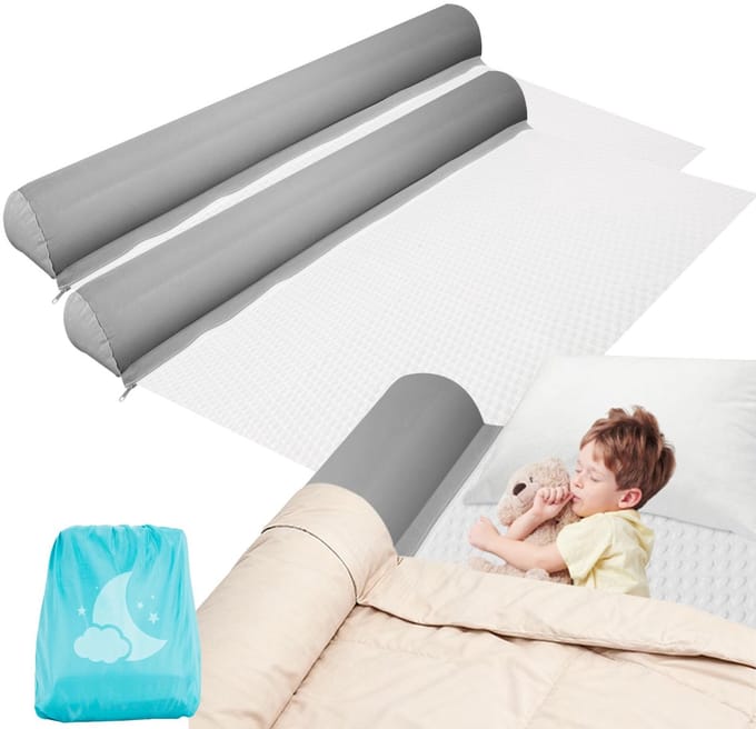 Unyqoos® Opblaasbare valbescherming voor kinderbedden met pomp en antislip ontwerp