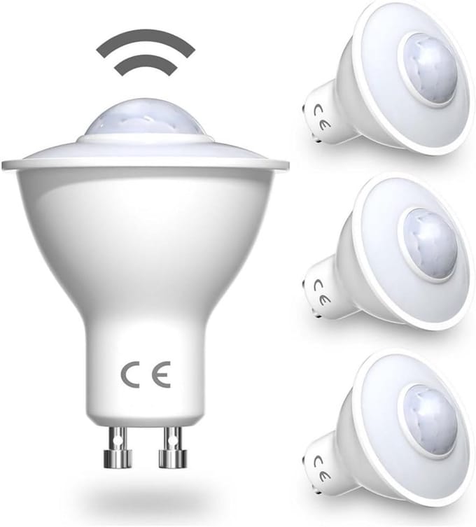4x GU10 LED Spot met PIR Bewegingsmelder - 5W Koud Wit (6000K) - 7 Meter Sensorbereik