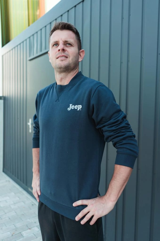 Jeep heren bomberhalssweatshirt blauw - S