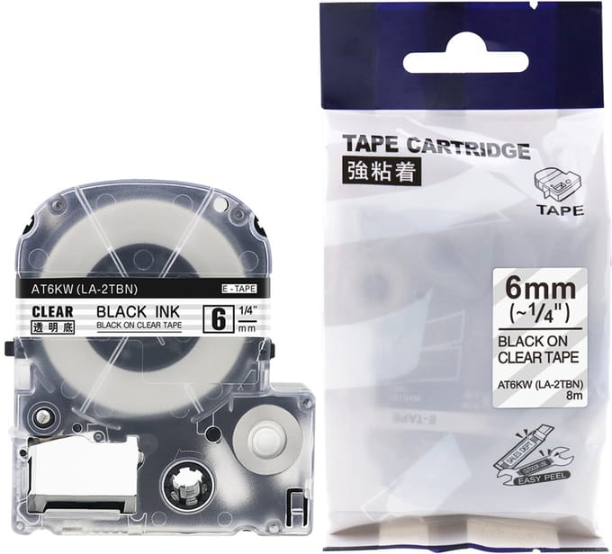 Drillprint labelcassette zwart/wit 12mm x 8m