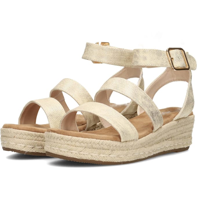 POSH by Poelman JUNE Dames Sandalen - Goud Met Beige