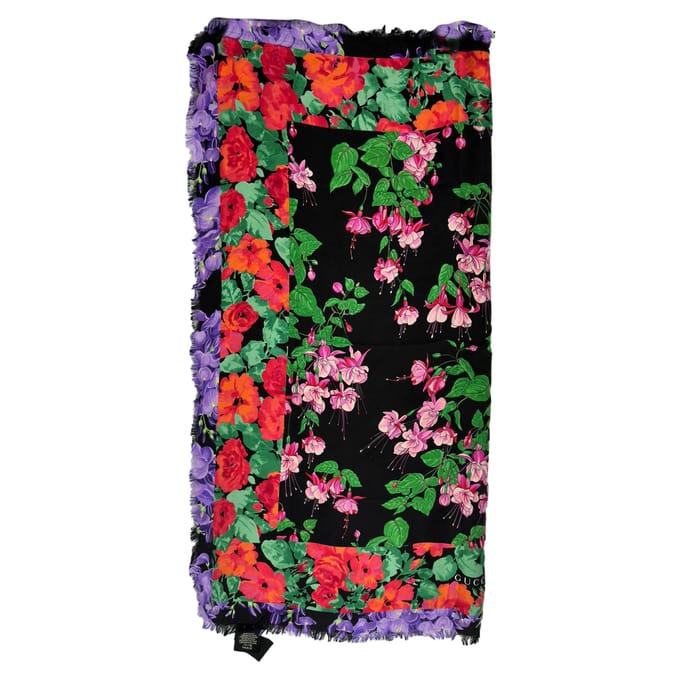 Gucci Bloemenprint Sjaal in Multicolor Zijde