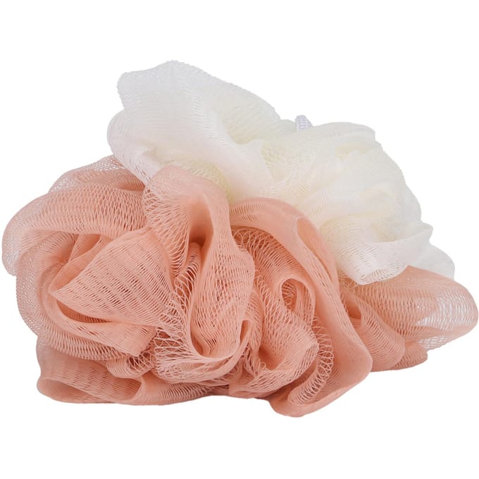 Badbal Splicing Eenvoudig en Elegant Tweekleurig Delicaat Schuimnet Mesh Douchespons Badbal white