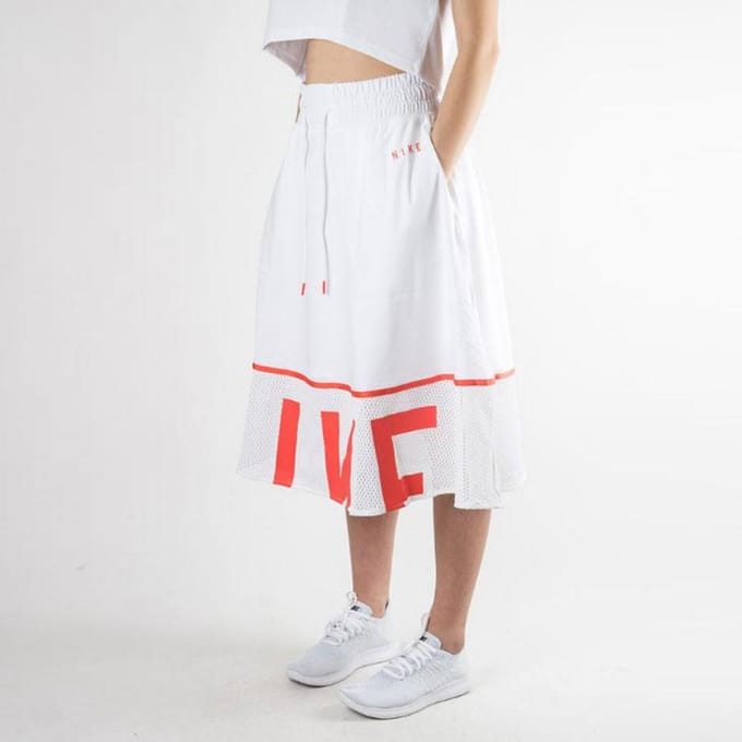 Jupes Longues Décontractées Nike pour Femmes Blanc Moyen Longueur Modérée Jupe Coupe A 893662-100 L white