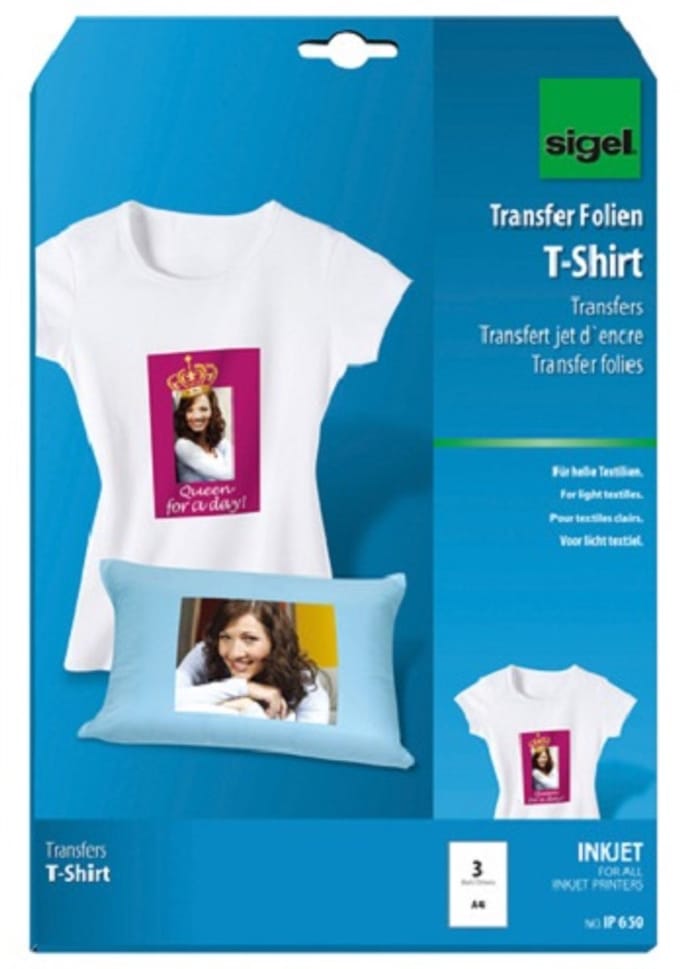 Sigel inkjet transferfolie A4 blanco 3 vel voor lichte kleding / textiel