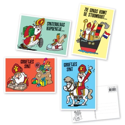 Sinterklaas ansichtkaarten glans, assorti