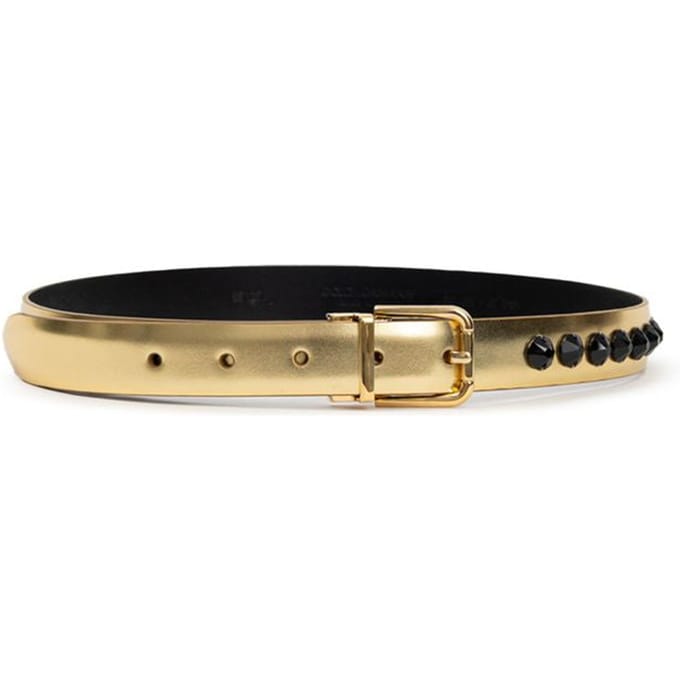 Gouden lederen riem met zwarte kristallen Dolce & Gabbana