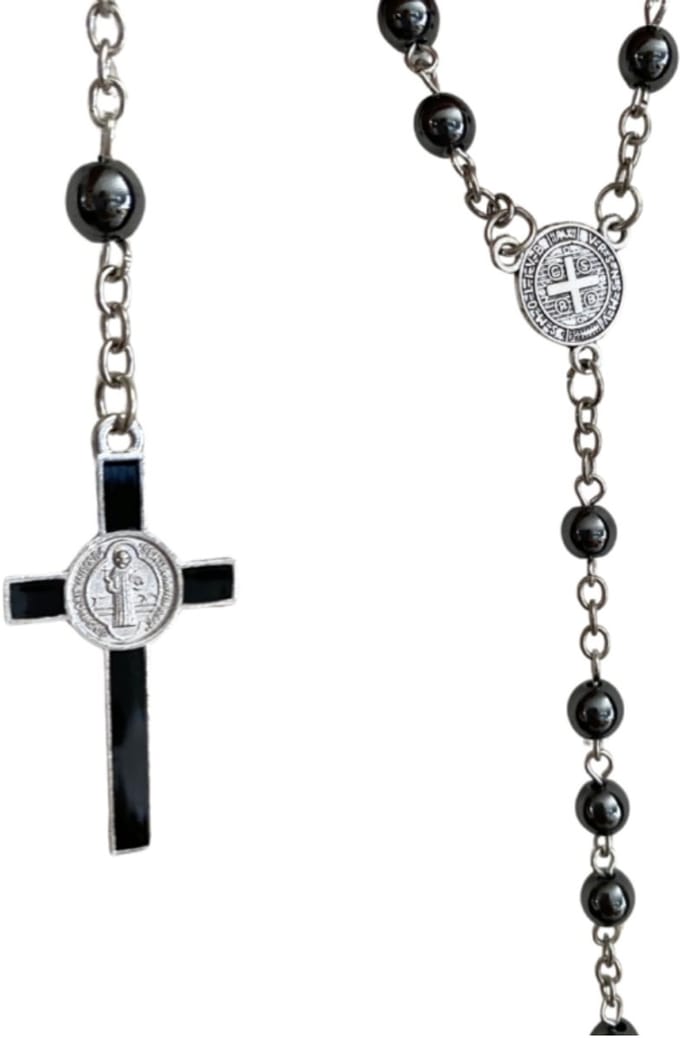 Rozenkrans- Obsidiaan steen - Gebedsketting- zwart-Charme Bijoux