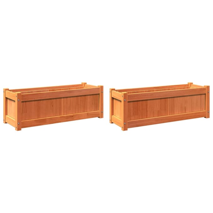 vidaXL - Plantenbakken - 2 - st - cm - massief - grenenhout - wasbruin