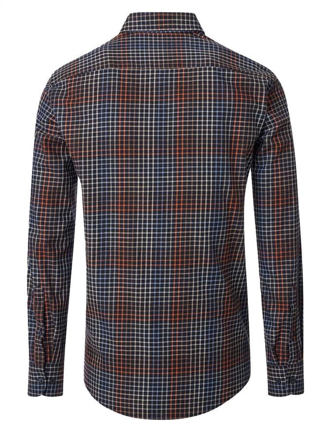 Casa Moda overhemd katoen grijs print wijde fit
