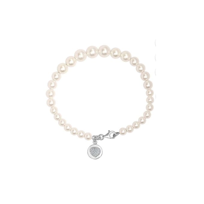 Damesparelarmband met Hart Bedel, 925 Sterling Zilver BIPU021