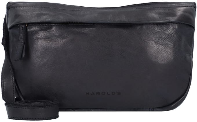 HAROLD'S Leren schoudertas Submarine Shoulderbag Zip Black zwart