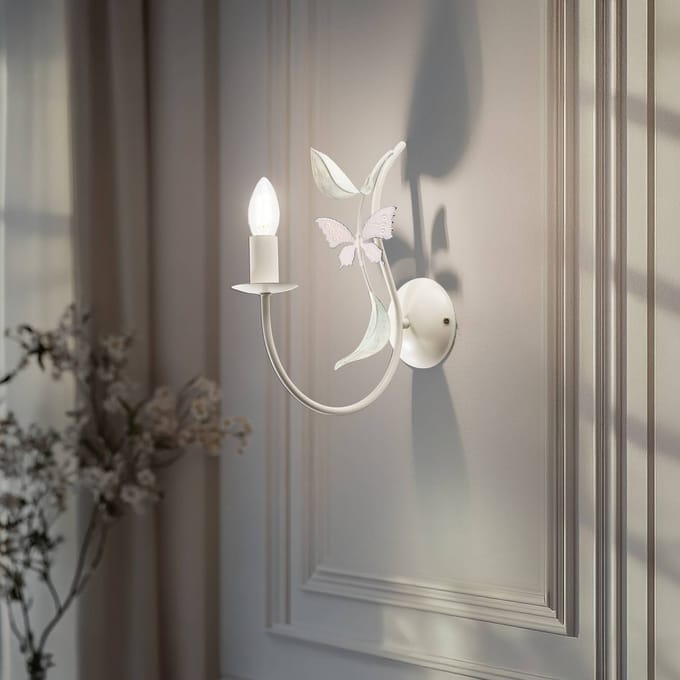 Luminex Wandlamp Summer, wit/groen/roze, breedte 11 cm, staal