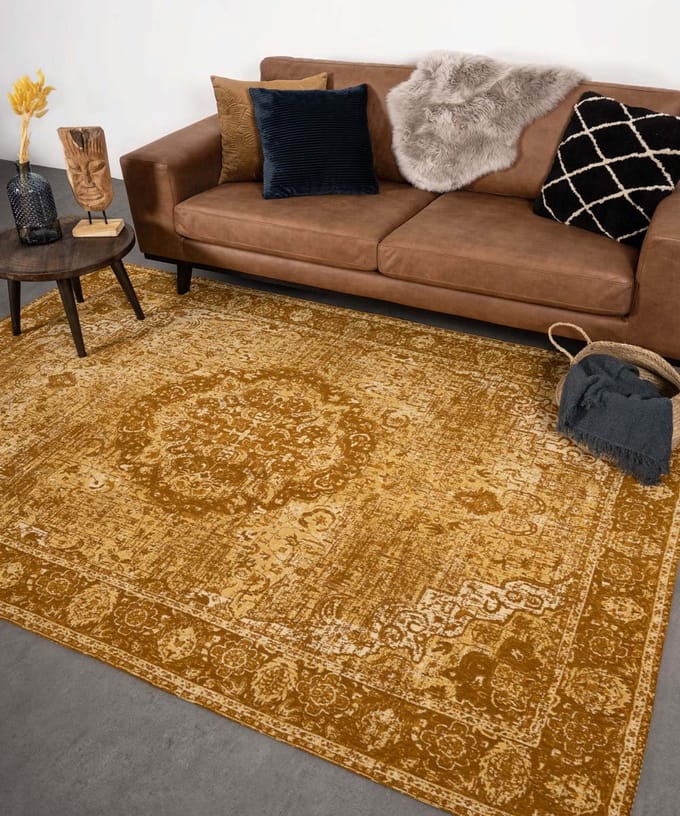 Vintage vloerkleed - Traditions okergeel 140x200