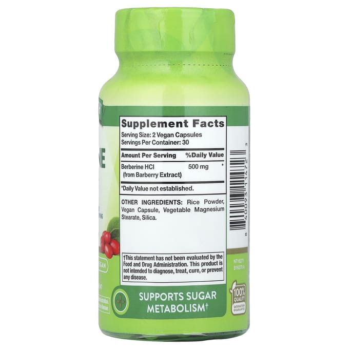 Nature's Truth, Berbérine avancée, 500 mg, 60 gélules végétales (250 mg par capsule)
