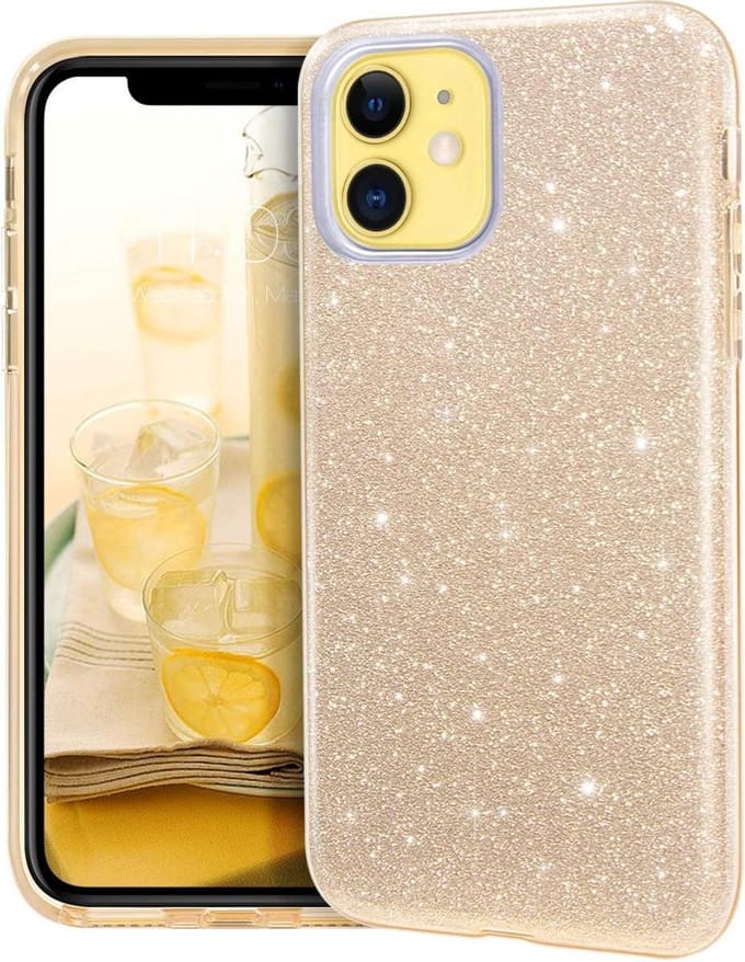 Geschikt voor Apple iPhone 11 Backcover - Goud - Glitter Bling Bling - TPU case