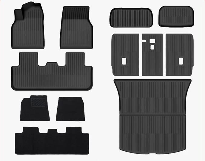 Tesla Model Y Juniper 2025+Ecoline Complete Mattenset Rubber + Velours – Interieur Accessoires