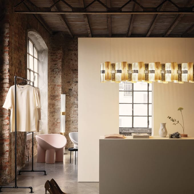 Slamp LED hanglamp La Lollo, goudkleurig, 140 cm