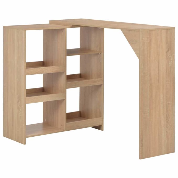 vidaXL - Bartafel - met - verplaatsbaar - schap - 138x39x110 - cm - eikenkleurig