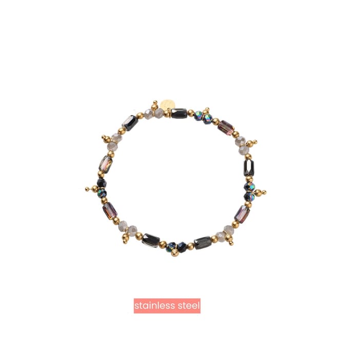 Day&Eve by Go Dutch Label Armband (Sieraad) Elastisch Kralen Balletjes Zwart