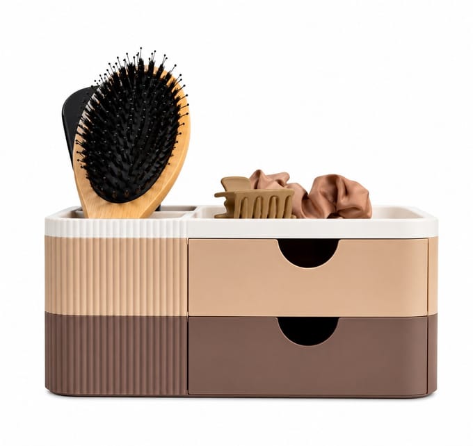 Make-up Organizer met Lades - Cosmetica & Haaraccessoires Opberger - Gebroken wit, Beige, Bruin)