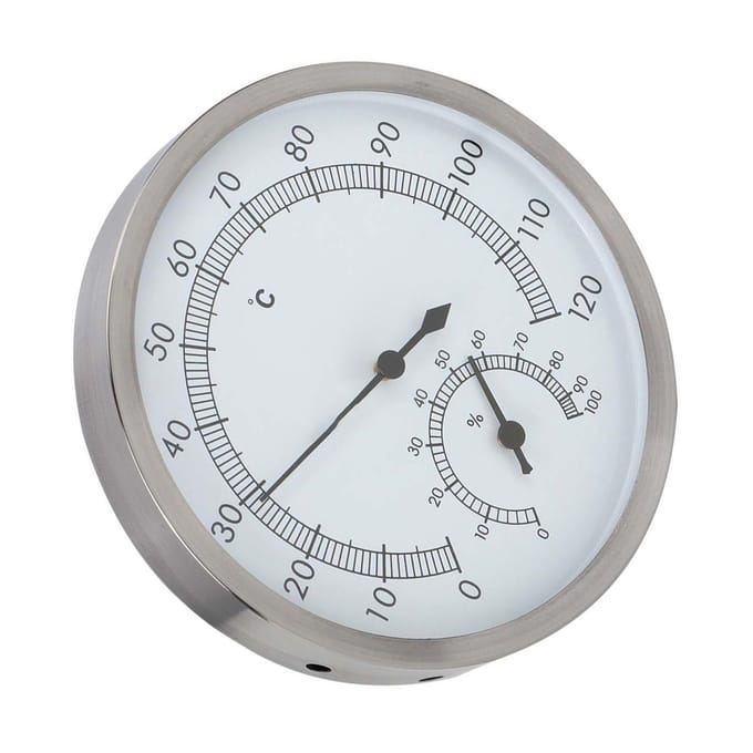 2-in-1 Roestvrijstalen Stoomruimte Saunaruimte Thermometer Hygrometer Thermo-Hygrometer Binnen white