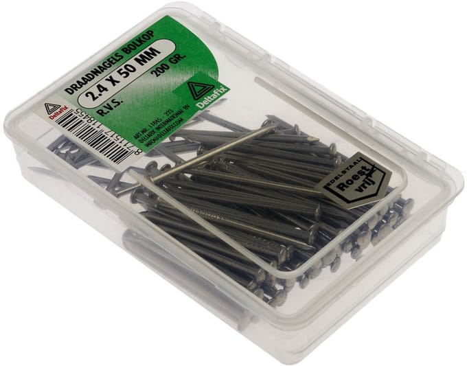 Deltafix spijkers 2,4 x 50 mm - RVS - bolkop - 200 gram