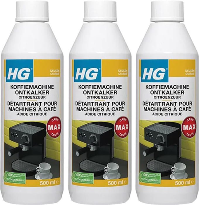 HG koffiemachine ontkalker citroenzuur - 3 stuks + gratis KD spons
