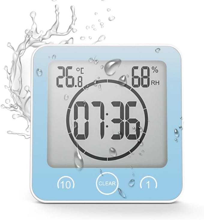 Waterdichte Badkamerklok met Thermometer en Hygrometer voor Douche en Keuken