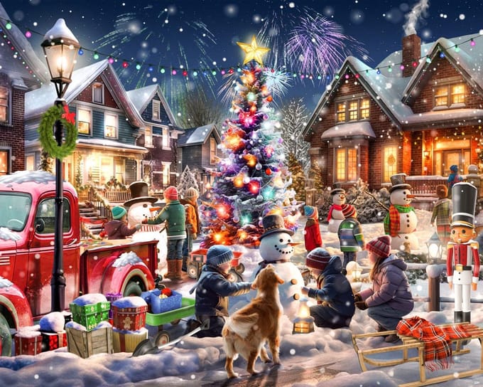 Kerstpuzzel Sneeuwman Wedstrijd 1000 Stukjes - Groot Formaat Kerst Puzzel