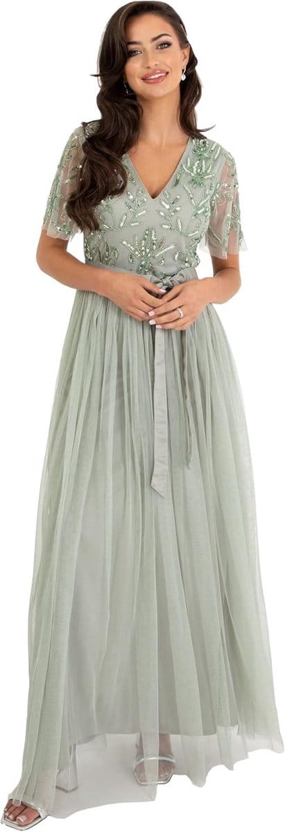 Maxi Jurk voor Dames - Elegante Avondjurk met V-hals en Pailletten