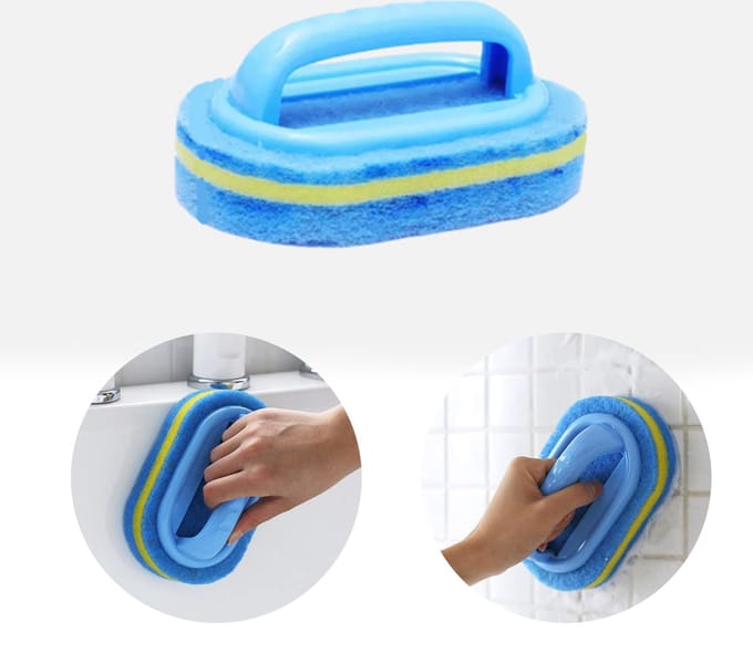 Spons Schoonmaakborstel Met Handvat - Draagbare Scrub Borstel - Multifunctionele Spons Borstel - Spons Schoonmaakborstel - LOUZIR