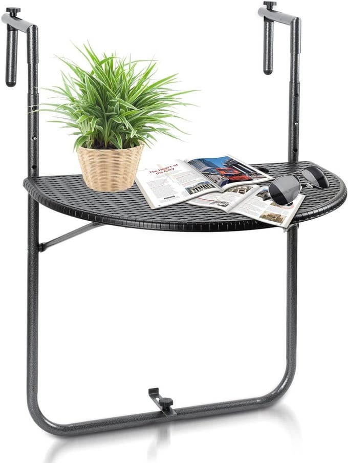 Inklapbare Balkonhangtafel - Verstelbare en Ruimtebesparende Tafel voor Balkon en Tuin