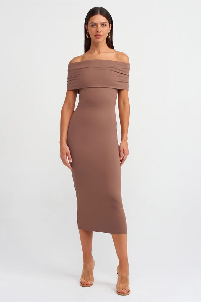 Off-Shoulder Bodycon Midi Jurk