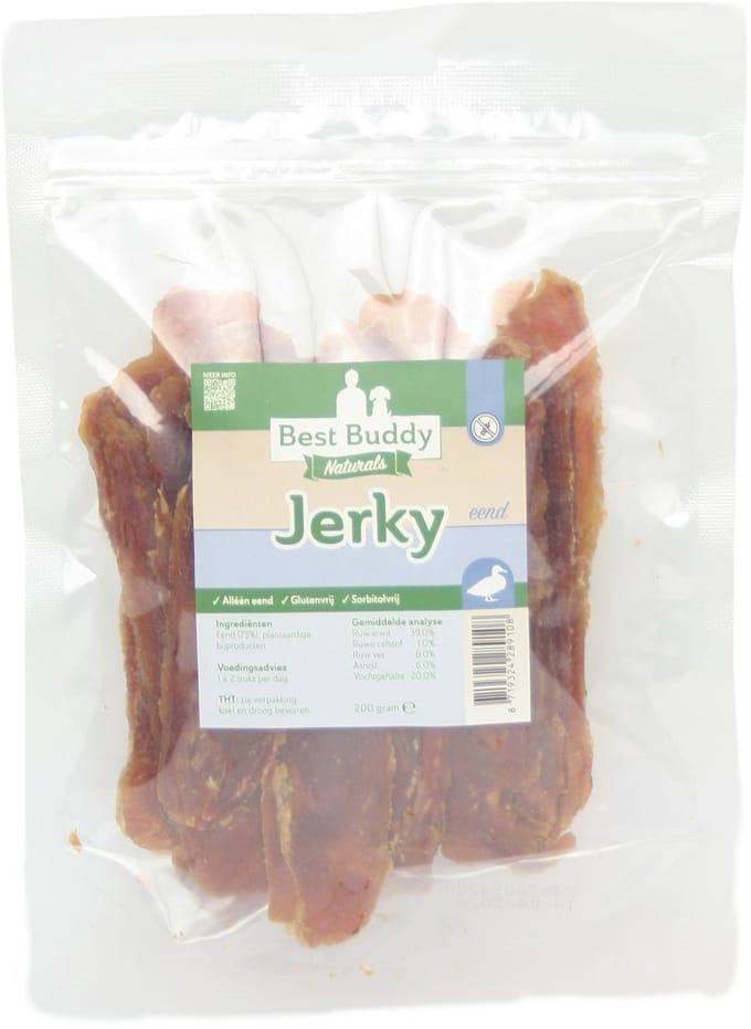 Eend Jerky 200 gram - Glutenvrij - Mono proteïne - Best Buddy Pets