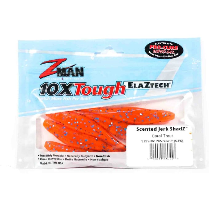 Zman Soft Lure Jerk ShadZ 5 Inch 5/Pack Koraalforel (0443)