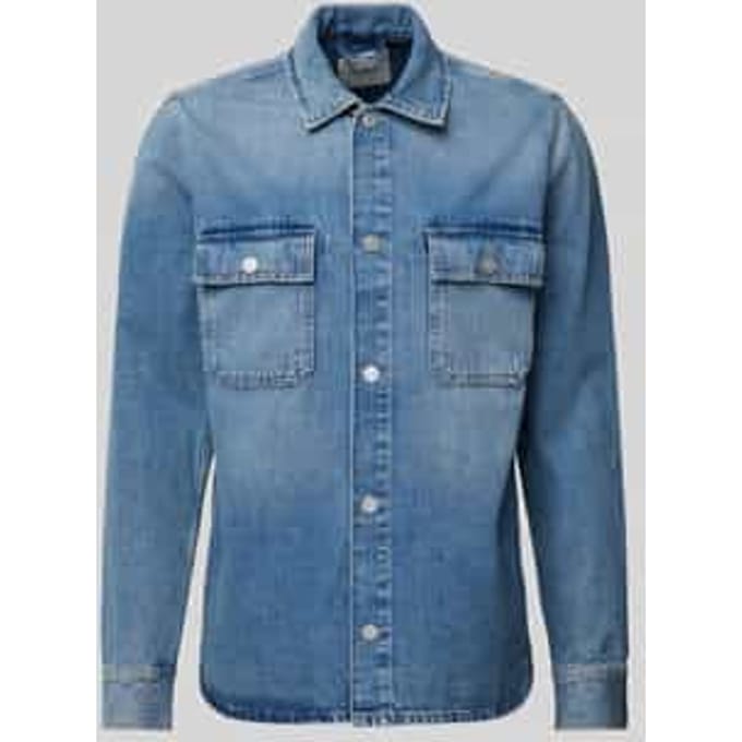 Relaxed fit overhemdjack met paspelzakken op de borst