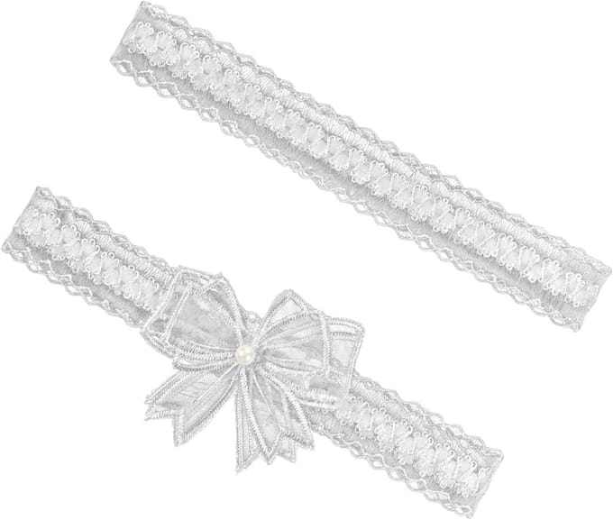 Bruidskousenband - Bruiloft accessoire - Bruiloft outfit - Met witte kant - 38 cm beenomtrek - Wit